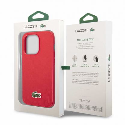 Lacoste Iconic Petit Pique Logo Case - дизайнерски кожен кейс за iPhone 14 Pro (червен) 6