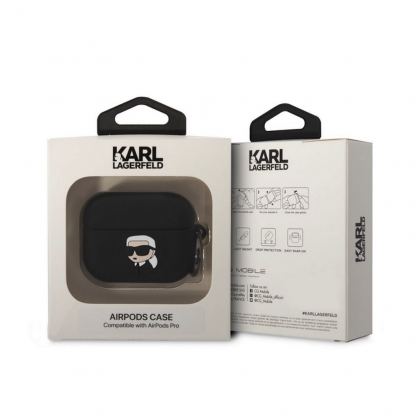 Karl Lagerfeld AirPods Pro 3D Logo NFT Karl Head Silicone Case - силиконов калъф с карабинер за Apple AirPods Pro (черен) 3