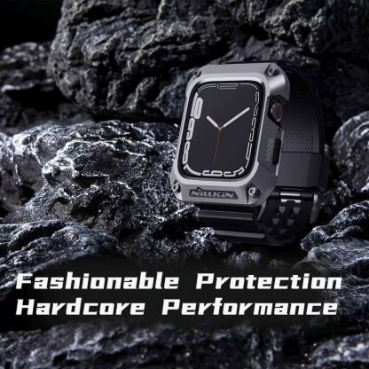 Nillkin DynaGuard Watch Strap and Case - удароустойчив алуминиев кейс от най-висок клас с вградена каишка за Apple Watch 45мм (черен) 3