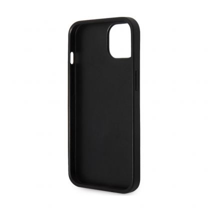 Guess PU 4G Metal Logo Leather Hard Case - дизайнерски кожен кейс за iPhone 15 (сив) 5