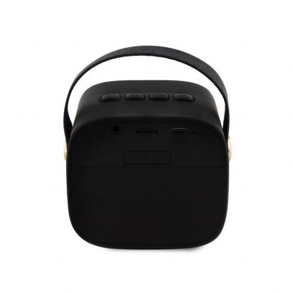 Guess PU 4G Mini Bluetooth Speaker With Strap 5W - дизайнерски портативен безжичен блутут спийкър за мобилни устройства (черен) 3