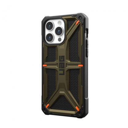 Urban Armor Gear Monarch Kevlar Case - удароустойчив хибриден кейс за iPhone 15 Pro Max (платинен) 4