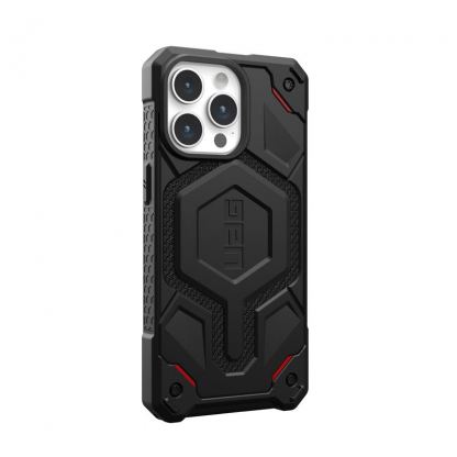 Urban Armor Gear Monarch Pro Kevlar Case - удароустойчив хибриден кейс с MagSafe за iPhone 15 Pro Max (черен-кевлар) 7