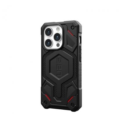 Urban Armor Gear Monarch Pro Kevlar Case - удароустойчив хибриден кейс с MagSafe за iPhone 15 Pro (черен-кевлар) 3