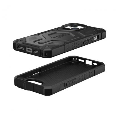 Urban Armor Gear Monarch Pro MagSafe Case - удароустойчив хибриден кейс с MagSafe за iPhone 15 (черен-карбон) 10