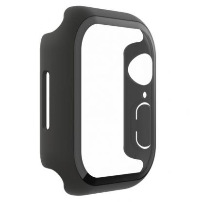 Belkin ScreenForce Bumper and Glass - качествен твърд кейс с вграден стъклен протектор за дисплея на Apple Watch 45мм, Apple Watch 44мм (черен) 3