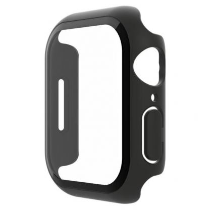 Belkin ScreenForce Bumper and Glass - качествен твърд кейс с вграден стъклен протектор за дисплея на Apple Watch 45мм, Apple Watch 44мм (черен) 4