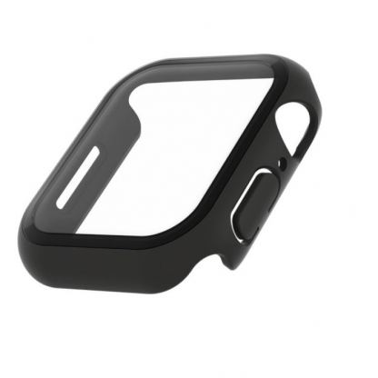 Belkin ScreenForce Bumper and Glass - качествен твърд кейс с вграден стъклен протектор за дисплея на Apple Watch 45мм, Apple Watch 44мм (черен) 5