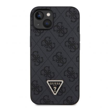Guess Strass Triangle Metal Logo Case - силиконов (TPU) калъф за iPhone 15 (черен) 2