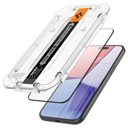 Spigen Glas.tR EZ Fit Tempered Glass 2 Pack - 2 броя стъклени защитни покрития за дисплея на iPhone 15 Plus (черен-прозрачен) 3