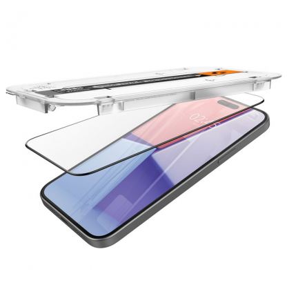 Spigen Glas.tR EZ Fit Tempered Glass 2 Pack - 2 броя стъклени защитни покрития за дисплея на iPhone 15 Plus (черен-прозрачен) 6