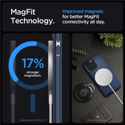Spigen Mag Armor MagSafe Case - силиконов (TPU) калъф с висока степен на защита с MagSafe за iPhone 15 Pro Max (син) 12