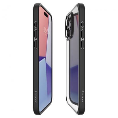 Spigen Crystal Hybrid Case - хибриден кейс с висока степен на защита за iPhone 15 Pro Max (черен-прозрачен)	 9