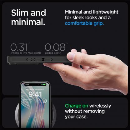 Spigen Crystal Hybrid Case - хибриден кейс с висока степен на защита за iPhone 15 Pro Max (черен-прозрачен)	 14