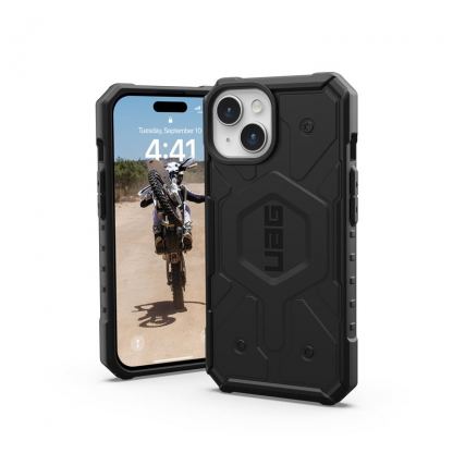Urban Armor Gear Pathfinder MagSafe Case - удароустойчив хибриден кейс за iPhone 15 (черен)