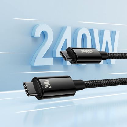 Baseus Tungsten Gold USB-C to USB-C Cable 240W (CAWJ040101) - кабел с бързо зареждане за устройства с USB-C порт (200 см) (черен)  4