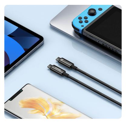 Baseus Tungsten Gold USB-C to USB-C Cable 240W (CAWJ040101) - кабел с бързо зареждане за устройства с USB-C порт (200 см) (черен)  8