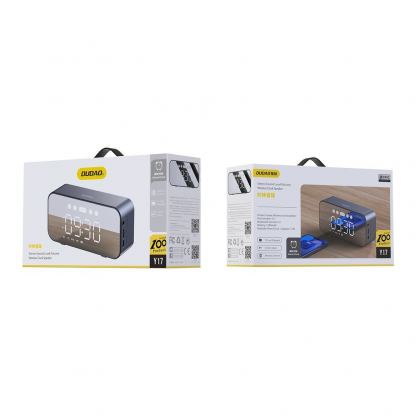Dudao Y17 Wireless Speaker Bluetooth, FM And Clock - безжичен портативен спийкър с FM радио, часовник с аларма и microSD слот (тъмносив) 5