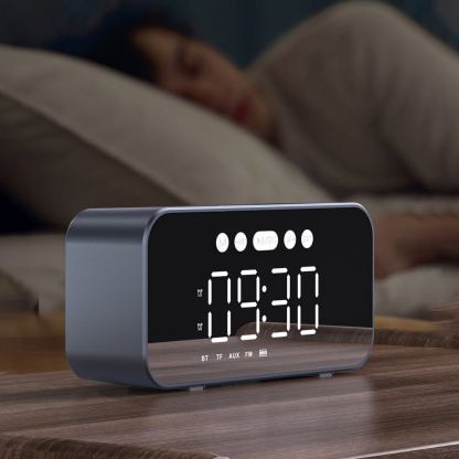 Dudao Y17 Wireless Speaker Bluetooth, FM And Clock - безжичен портативен спийкър с FM радио, часовник с аларма и microSD слот (тъмносив) 7