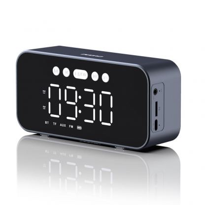 Dudao Y17 Wireless Speaker Bluetooth, FM And Clock - безжичен портативен спийкър с FM радио, часовник с аларма и microSD слот (тъмносив) 10