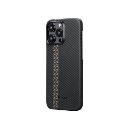 Pitaka MagEZ 4 600D Fusion Weaving Aramid Fiber MagSafe Case - кевларен кейс с MagSafe за iPhone 15 Pro (черен-сив) 
