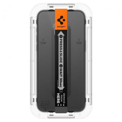 Spigen Glas.tR EZ Fit Tempered Glass 2 Pack - 2 броя стъклени защитни покрития за дисплея на iPhone 15 Pro (черен-прозрачен) 5