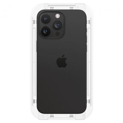 Spigen Glas.tR EZ Fit Tempered Glass 2 Pack - 2 броя стъклени защитни покрития за дисплея на iPhone 15 Pro (черен-прозрачен) 7