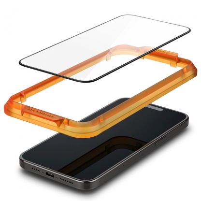 Spigen Glass.tR Align Master Full Cover Tempered Glass 2 Pack - 2 броя стъклени защитни покрития за целия дисплей на iPhone 15 (черен-прозрачен) 5