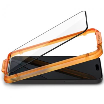 Spigen Glas.tR Align Master Full Cover Tempered Glass 2 Pack - 2 броя стъклени защитни покрития за целия дисплей на iPhone 15 Plus (черен-прозрачен) 4