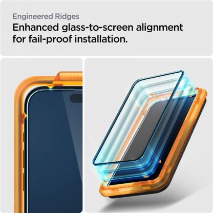 Spigen Glas.tR Align Master Full Cover Tempered Glass 2 Pack - 2 броя стъклени защитни покрития за целия дисплей на iPhone 15 Plus (черен-прозрачен) 8