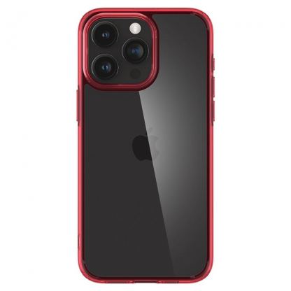 Spigen Ultra Hybrid Case - хибриден кейс с висока степен на защита за iPhone 15 Pro Max (червен-прозрачен) 2