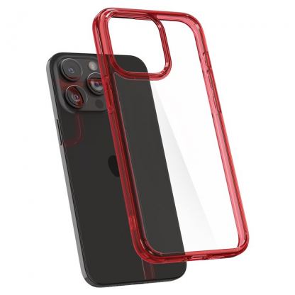 Spigen Ultra Hybrid Case - хибриден кейс с висока степен на защита за iPhone 15 Pro Max (червен-прозрачен) 6