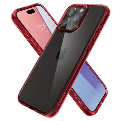 Spigen Ultra Hybrid Case - хибриден кейс с висока степен на защита за iPhone 15 Pro Max (червен-прозрачен) 7