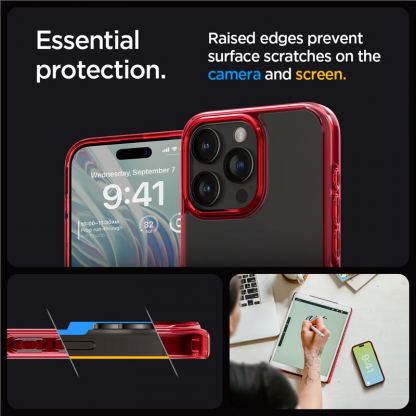 Spigen Ultra Hybrid Case - хибриден кейс с висока степен на защита за iPhone 15 Pro Max (червен-прозрачен) 13