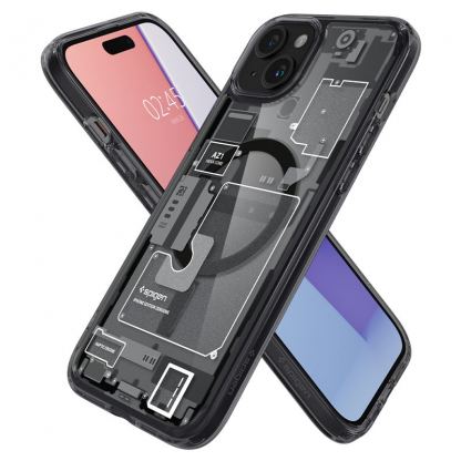 Spigen Ultra Hybrid MagSafe Zero One Case - хибриден кейс с висока степен на защита с MagSafe за iPhone 15 (прозрачен-черен)  6