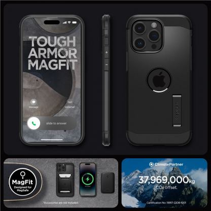Spigen Tough Armor MagSafe Case - хибриден кейс с най-висока степен на защита с MagSafe за iPhone 15 Pro (черен) 18