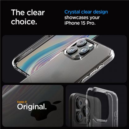 Spigen Ultra Hybrid Case - хибриден кейс с висока степен на защита за iPhone 15 Pro (прозрачен-матиран) 10