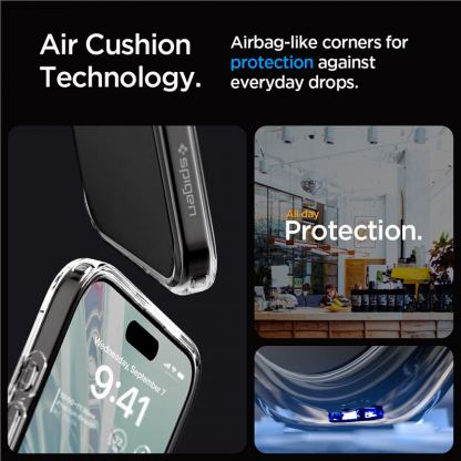 Spigen Ultra Hybrid Case - хибриден кейс с висока степен на защита за iPhone 15 Pro (прозрачен-матиран) 11