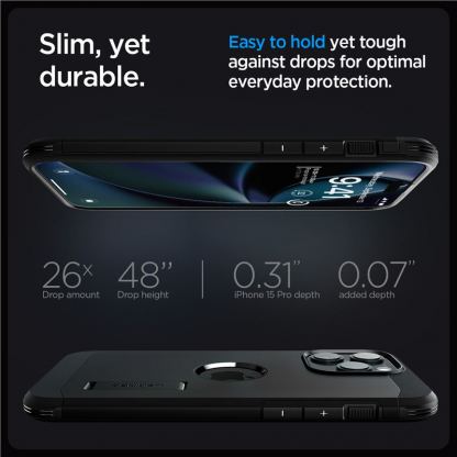 Spigen Tough Armor MagSafe Case - хибриден кейс с най-висока степен на защита с MagSafe за iPhone 15 Pro Max (черен) 17