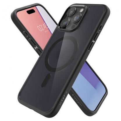 Spigen Ultra Hybrid MagSafe Case - хибриден кейс с висока степен на защита с MagSafe за iPhone 15 Pro Max (черен-прозрачен)  8