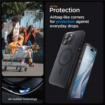 Spigen Ultra Hybrid MagSafe Case - хибриден кейс с висока степен на защита с MagSafe за iPhone 15 Pro Max (черен-прозрачен)  11