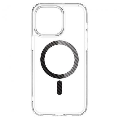 Spigen Ultra Hybrid MagSafe Case - хибриден кейс с висока степен на защита с MagSafe за iPhone 15 Pro Max (прозрачен-карбонов)  3