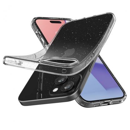 Spigen Liquid Crystal Glitter Case - тънък силиконов (TPU) калъф за iPhone 15 (прозрачен)  7