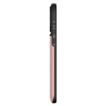 Spigen Slim Armor CS Case - хибриден кейс с отделение за кр. карти и най-висока степен на защита за iPhone 15 Pro Max (розово злато) 4
