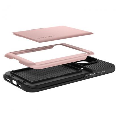 Spigen Slim Armor CS Case - хибриден кейс с отделение за кр. карти и най-висока степен на защита за iPhone 15 Pro Max (розово злато) 8