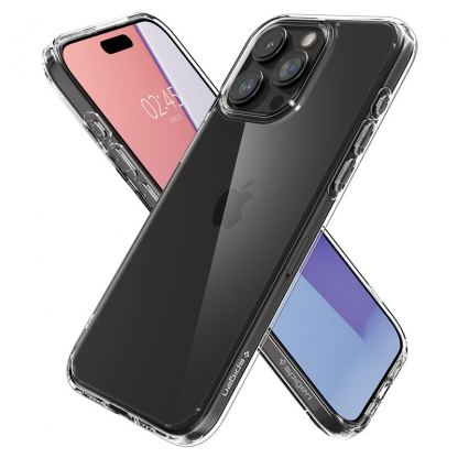 Spigen Crystal Hybrid Case - хибриден кейс с висока степен на защита за iPhone 15 Pro Max (прозрачен)	 7