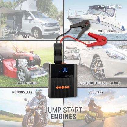 4smarts Power Bank PitStop Plus 3in1 with Jump Starter and Compressor 8800mAh - качествена външна батерия 8800mAh, фенер, JumpStarter и компресор за автомобил (черен) 5