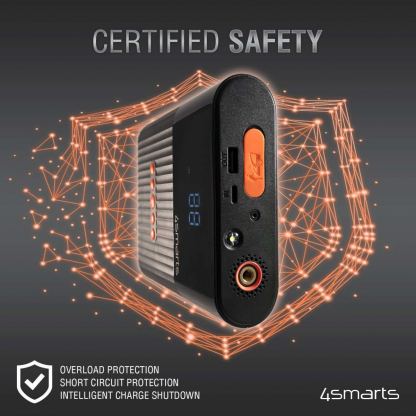 4smarts Power Bank PitStop Plus 3in1 with Jump Starter and Compressor 8800mAh - качествена външна батерия 8800mAh, фенер, JumpStarter и компресор за автомобил (черен) 8