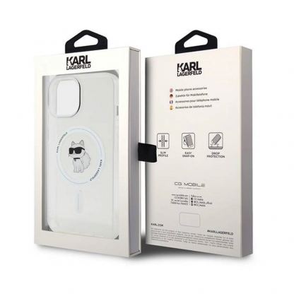 Karl Lagerfeld IML Choupette Magsafe Case - дизайнерски силиконов кейс с Magsafe за iPhone 15 (прозрачен) 8