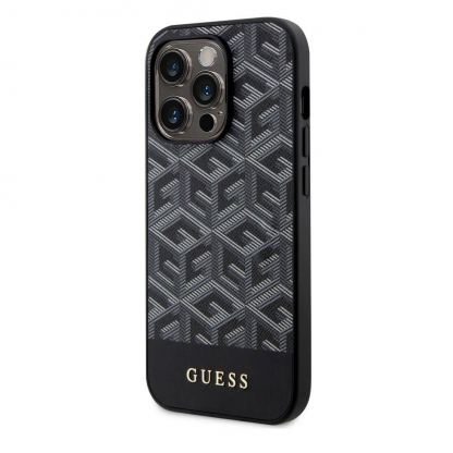 Guess PU G Cube MagSafe Leather Hard Case - дизайнерски кожен кейс с MagSafe за iPhone 15 Pro Max (черен) 2